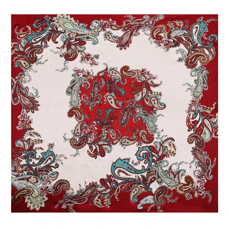 2021 Fashion floral printed satin silk hijab scarf rectangle custom logo luxury women satin silk hair head scarf