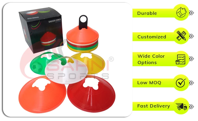 High Quality Soft Plastic Made Cut Top Space Marker / Saucer Cones Manufacturer