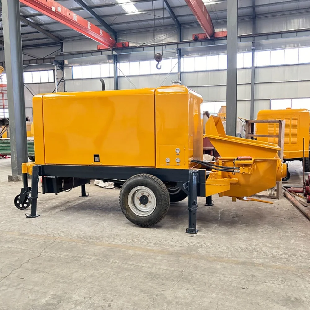 China Brand Stationary Concrete Pump Diesel Cement Pump with Reliable Engine and PLC for House Use or Engineering Structure