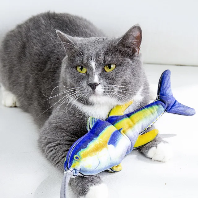 Wholesale Funny Catnip Toy popular comfortable soft plush cat fish Set Amazon hot sale