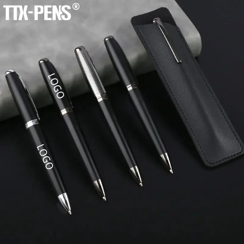 TTX Good Quality Luxury Metal Black Signature Roller Ballpoint Pen for Gift Lasered Custom Logo Promotion