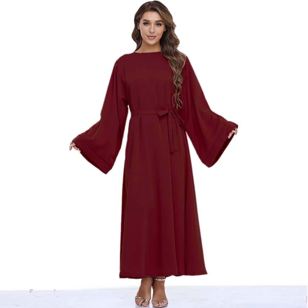 2025 Dubai saudi arabic muslim Eid dress one color breathable fabric Loose size  Official guarantee simple classic model abaya