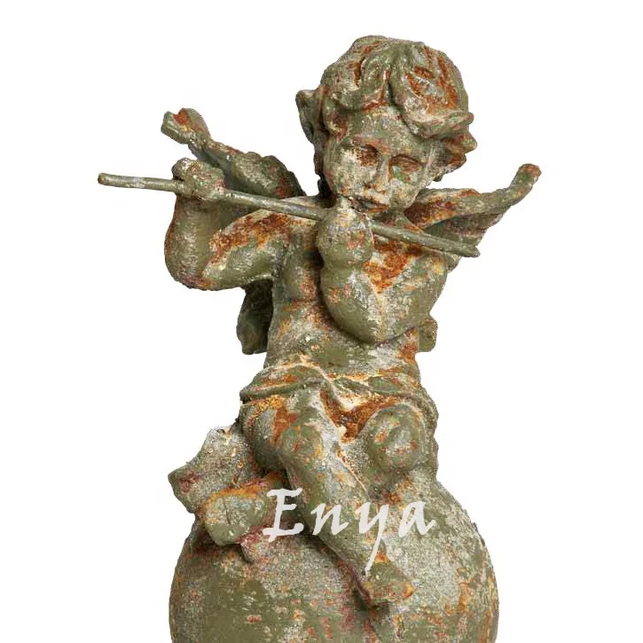 Wholesale Metal Set/3 Iron Home and Garden Aged Color Large Cherub Fairy Decoration Christmas Angel Figurines Statue Ornaments