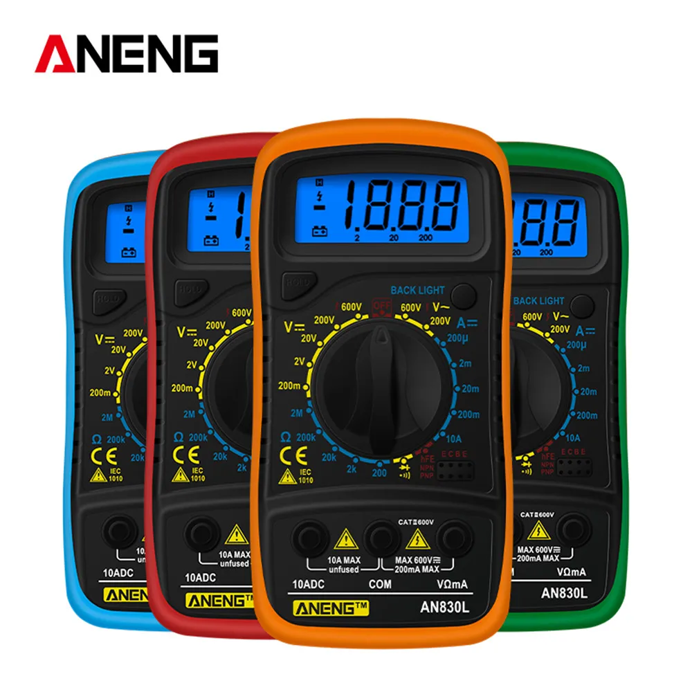  ANENG AN830L портативный цифровой мультиметр ЖК дисплей подсветка переменного тока/постоянного тока Амперметр Вольтметр напряжения метр тестер Multimetro