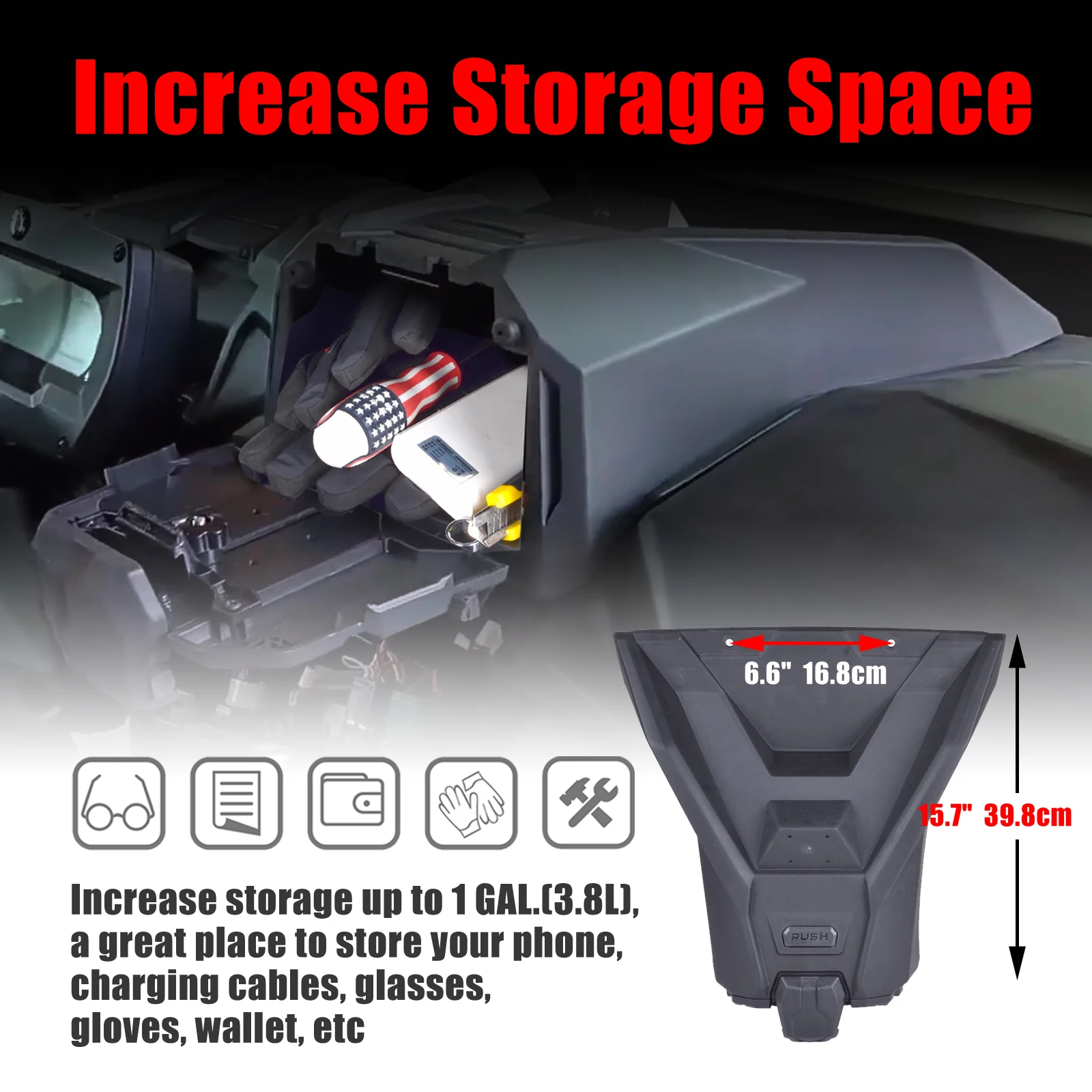 Electronic Device Tablet Phone Holder Fits For 2019-2022 Can AM Maverick Sport Trail Commander 2021-2022 Storage Box Organizer