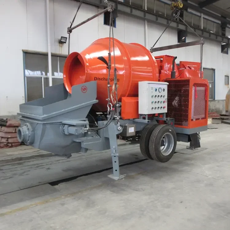 Self Loading Diesel Concrete Mixer With Pump Mobile Stationary Reversing Drum Cement Mixing Pump