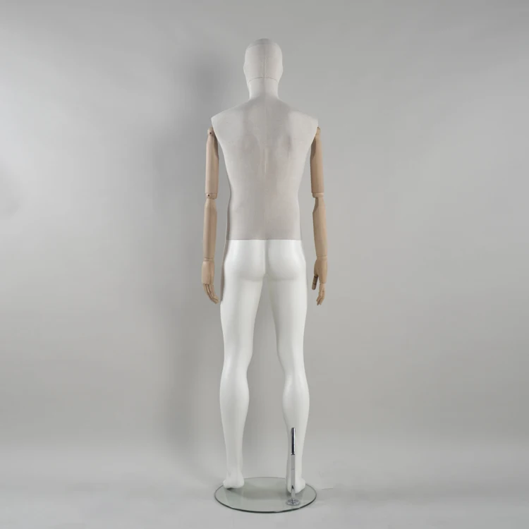 vintage fabric wood arm male mannequin, suit display men mannequin