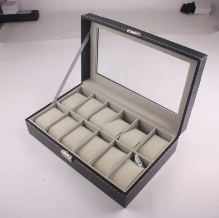 High quality 12 slots watch storage leather watch box