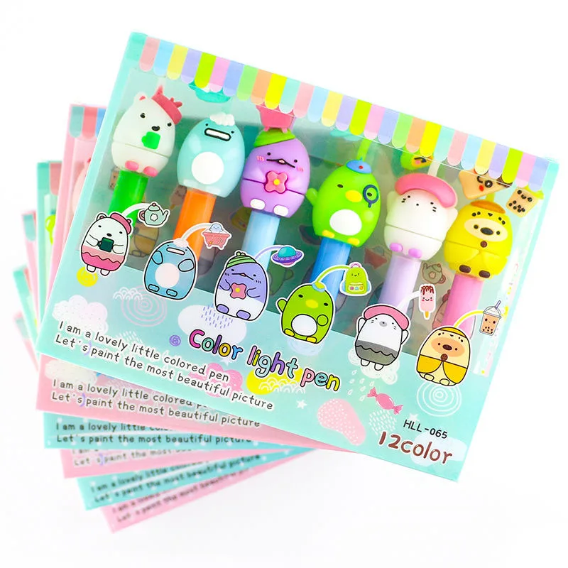 Sanrio Mini Fluorescent Highlighter Pen Chalk Marker Pens Stationery Material Escolar Papelaria School Supplies