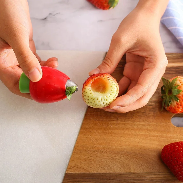 Kitchen Gadgets Red Small Fruit Tools Strawberry Tomato Carrot Leaf Stem Remover Corer Huller Separator