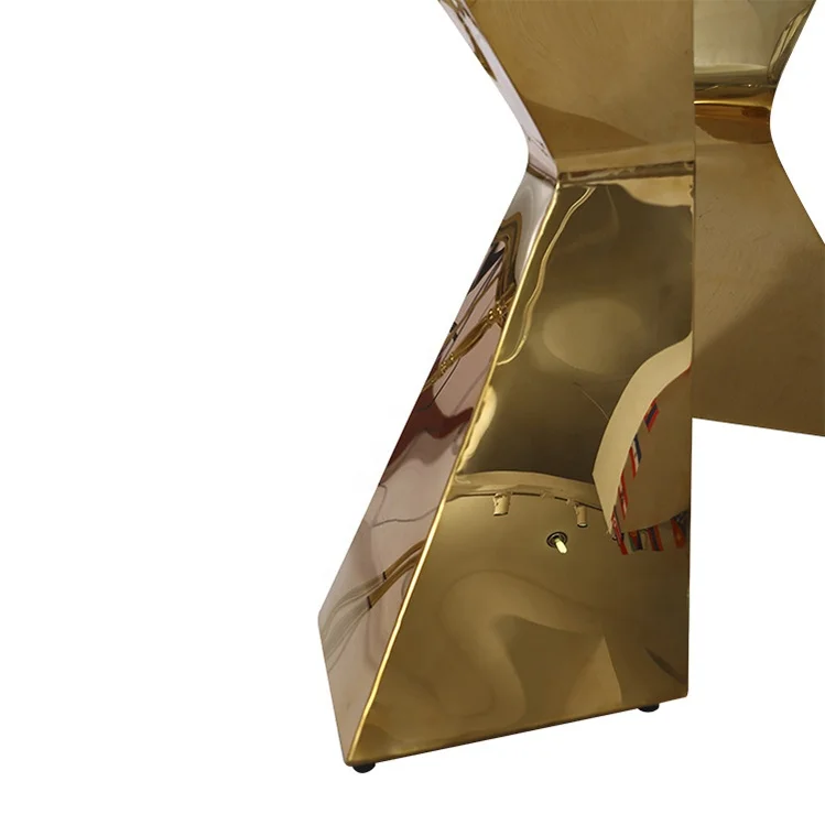 Modern Stainless Steel Gold Glass Wedding Party Event Glass Rectangle Catering Banquet Chairs and Tables Set