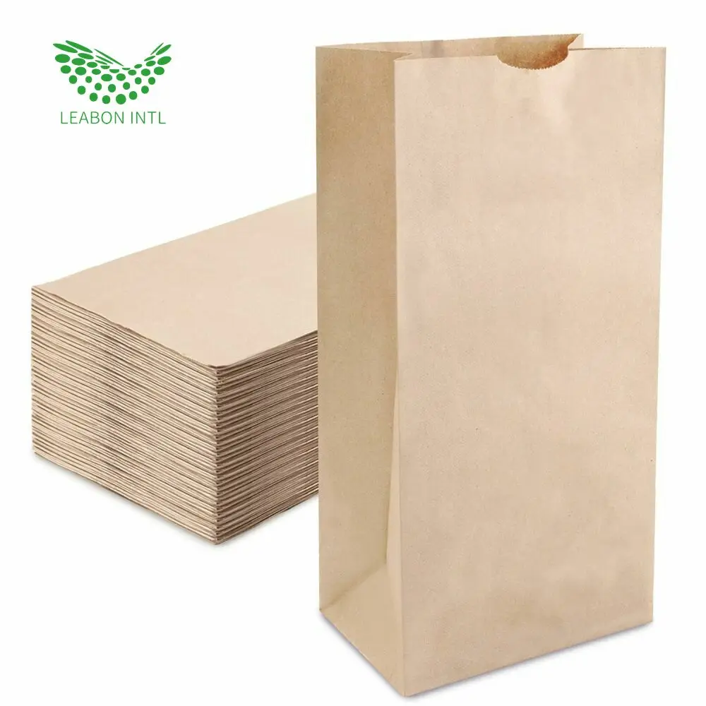 China Factory Supply Sos Brown Kraft Paper Bag Grocery Paper Bag No Handle With Your Own Logo