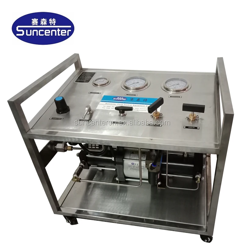 100-800 Bar Output Pneumatic Double Stage Air Driven Gas Booster System for Leakage Test