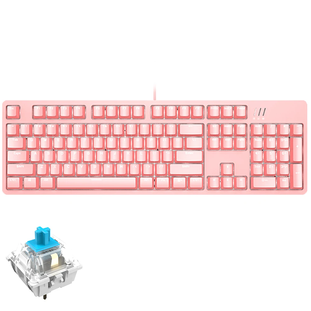 NACODEX DKM150 PBT ergonomic gaming mechanical keyboard 22 kinds of lights with DIY removable protective cover for office gamers