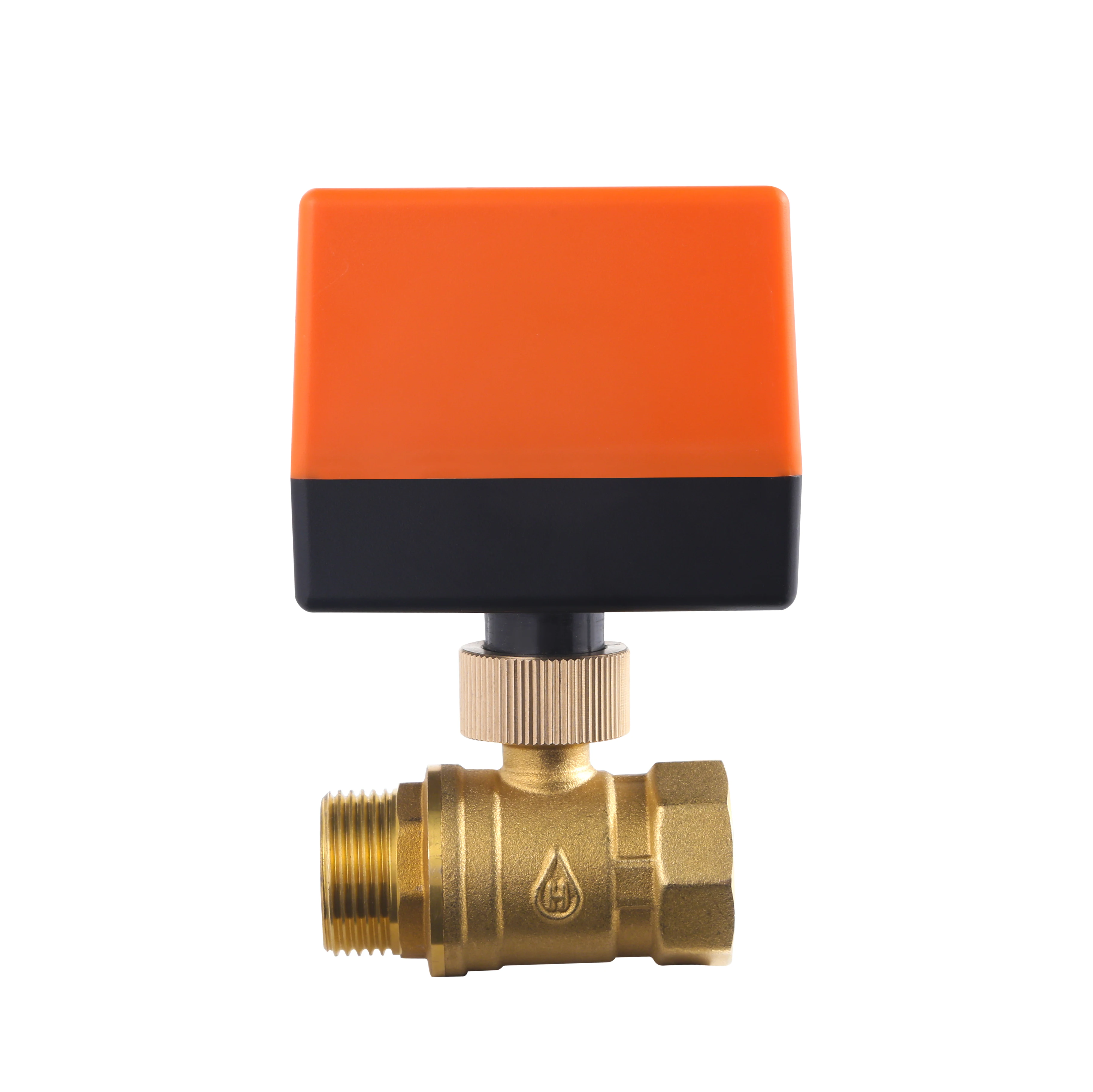 Kangweishen 2 way 12V 24V 220V Brass Thread Electric Ball Motorized Control Valve Electric Actuator With Manual Switch for HVAC