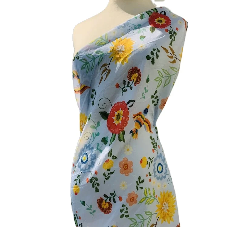 Colorful Pattern Manufacture Reliable Quality Printed Pleated Tulle Silk Fabric For Clothing