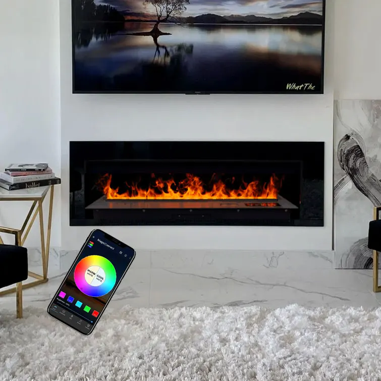 Hotel Decoration Cozy Luxury Glass Decor LED Steam Electric Water Vapor Fireplace Heater Burner
