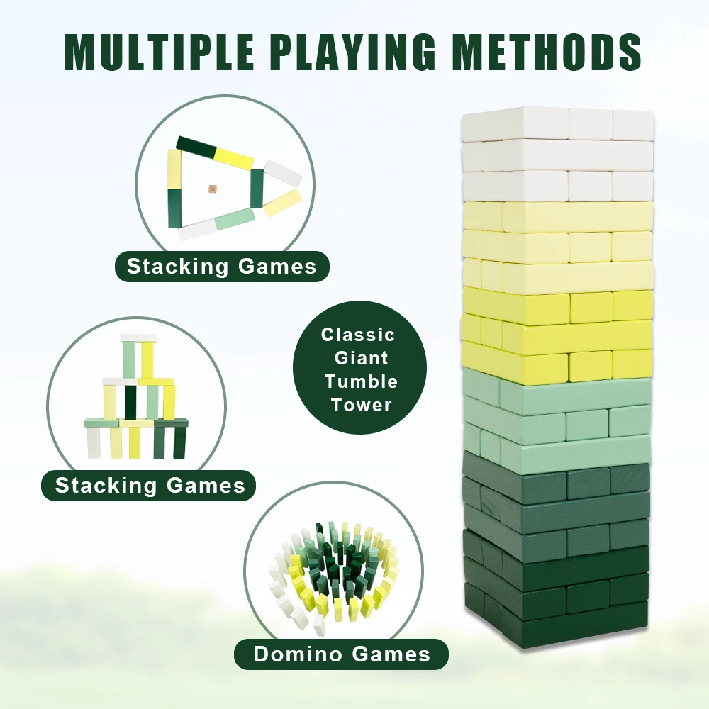 SunNordic In Stock 5ft Pine Wooden Building Block Set Giant Tumbling Tower Toy for Outdoor Garden games