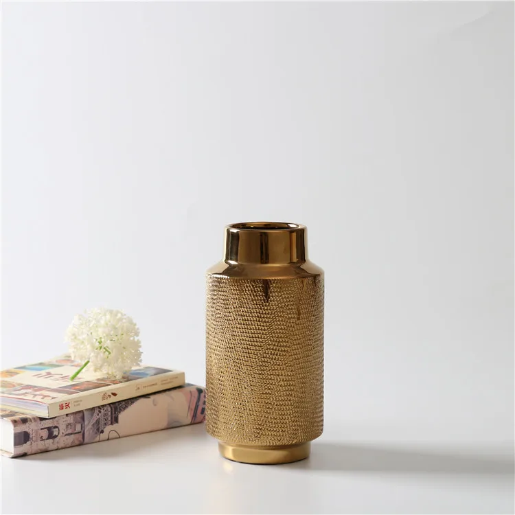New design european style high quality wedding decoration gold silver ceramic flower vases