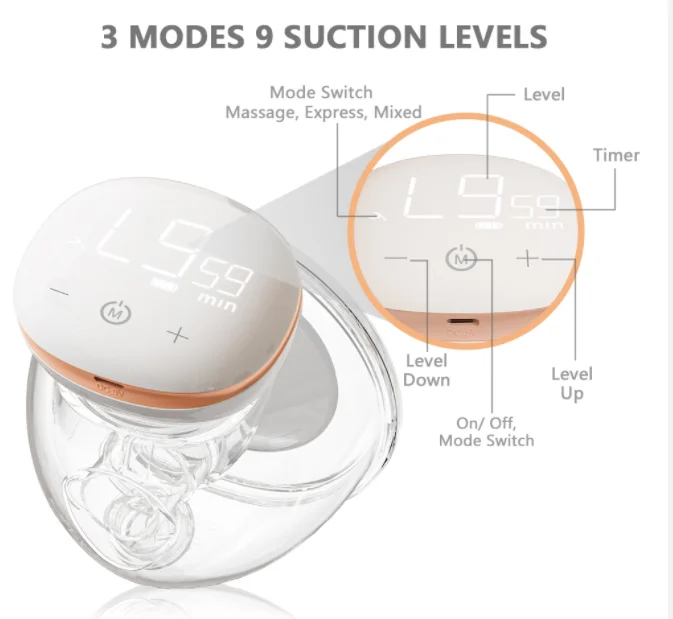 Double Rechargeable Detachable electric bowl shape hands free wireless wearable breast pump