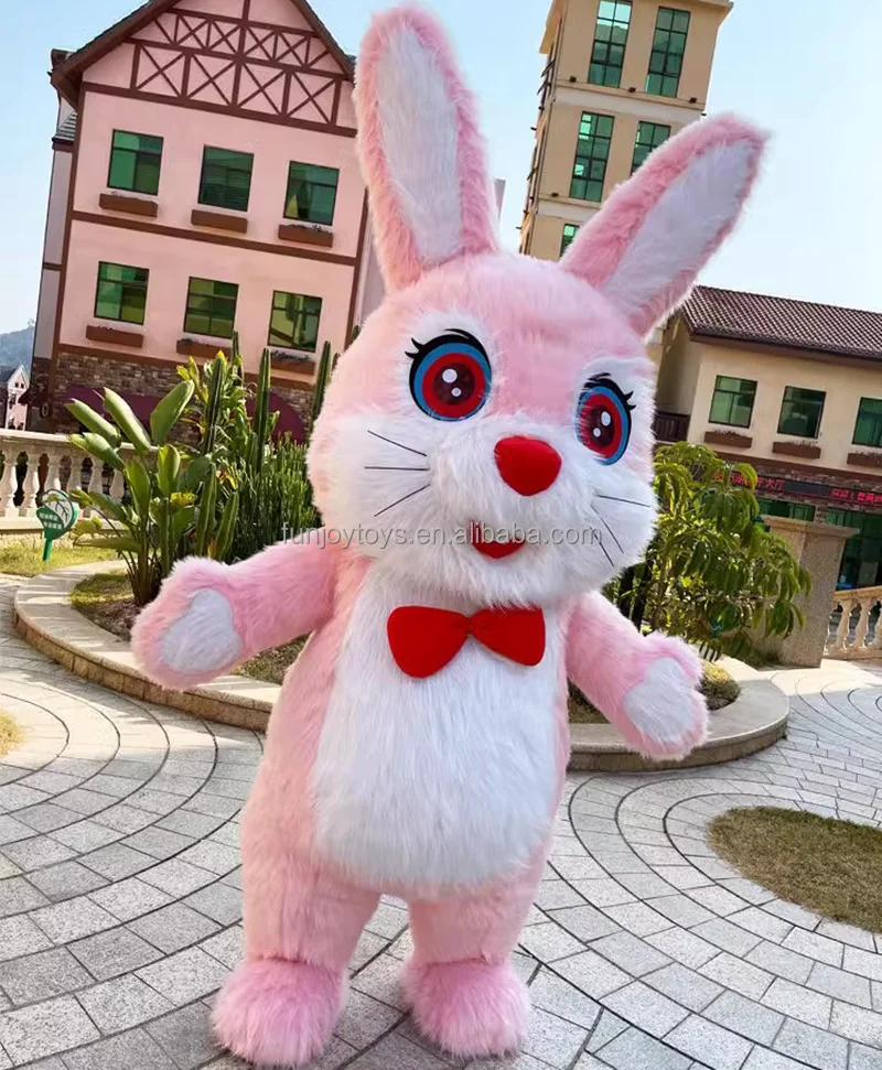 Inflatable Rabbit Mascot Costume Adult Easter Bunny Hare Cosplay Kits Entertainment Carnival Full Body Suit