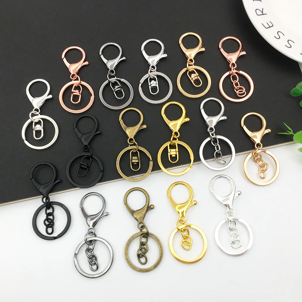 Lobster Claw Clasp Keychain Swivel Clasps Hook Metal Key Ring Loop Key With Flat Split Rings Jewelry Keychains Diy Crafts Making