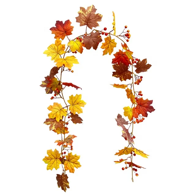 Artificial Plant Vine Artificial Maple Leaf Rattan For Christmas Silk  Flower Wall Hanging Outdoor Indoor Party Scene Decoration