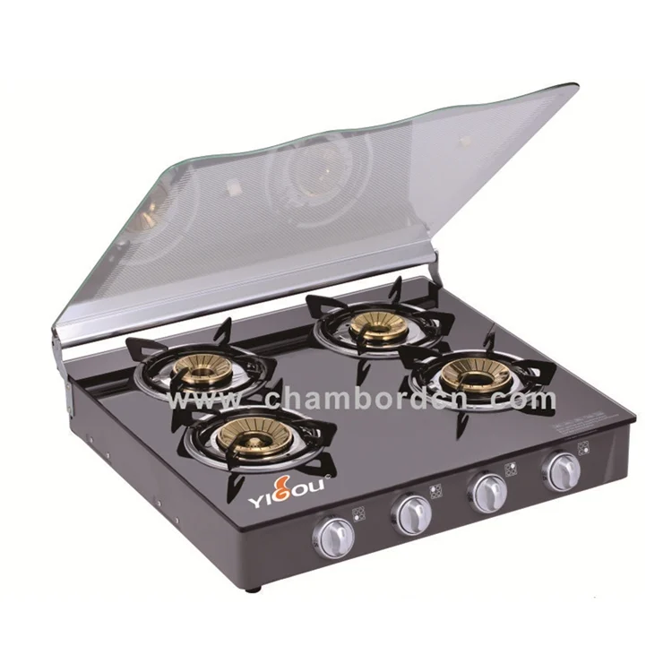 
YG-B4101 4 Brass Burner Tempered Glass Gas Cooktop 