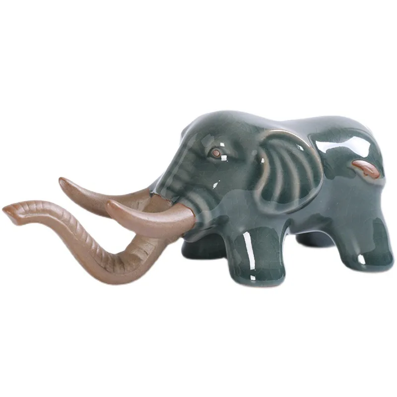 Creative dark carved animal tea pet light luxury tabletop decoration gift for ceramic ivory sculpture porcelain ornaments
