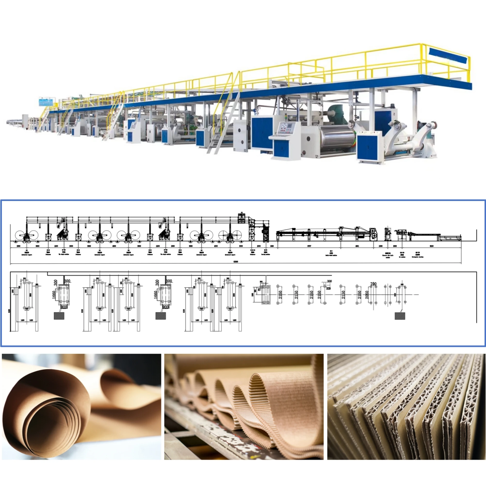 Hot sale corrugated cardboard production line high speed 3 5 7 ply corrugated board production line