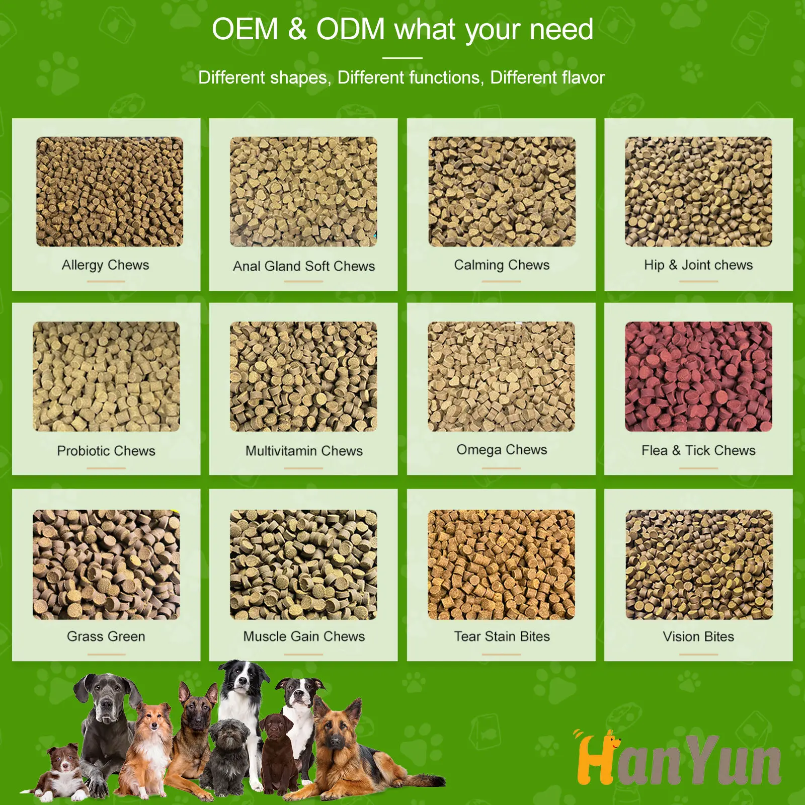 HANYUN OEM/ODM Pets Health Bladder Control Supplements Soft Cranberry chew  for Dogs Cranberry Kidney Support for Pets