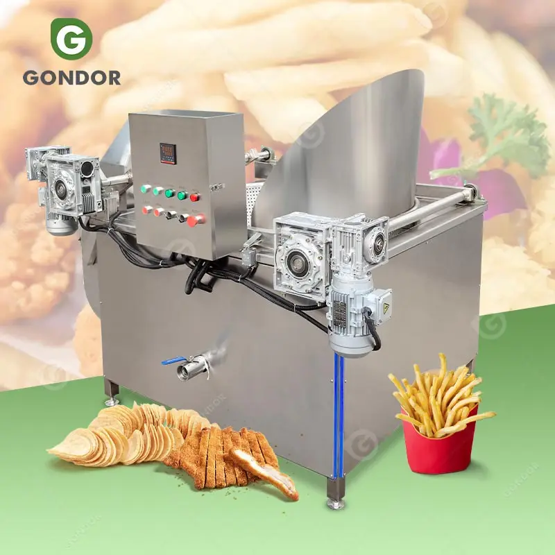 Restaurant Automatic Equipment Lpg Gas Double Chip Frier Commercial Tornado Potato Auto Lift Donut Deep Fryer