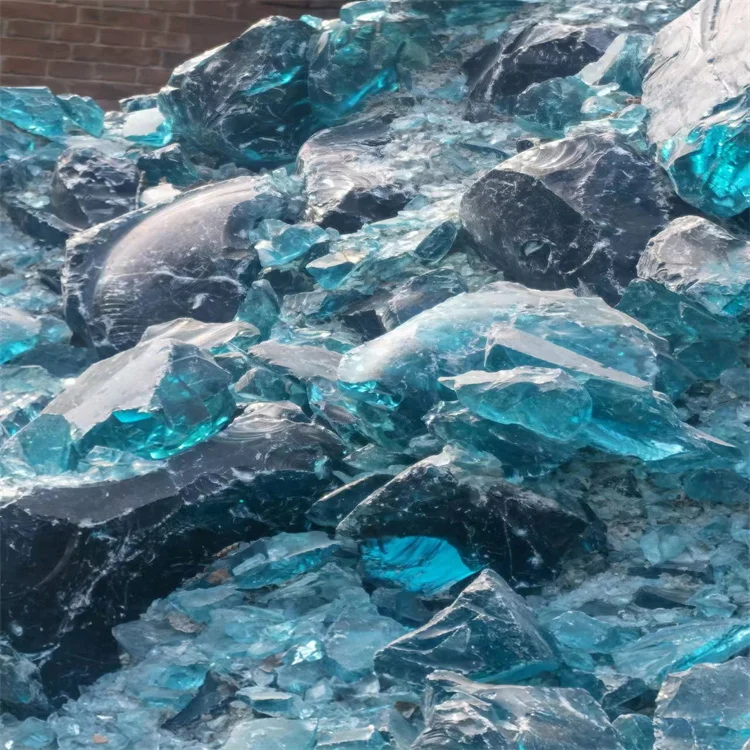 Multicolored Large Glass Rock  Decorative Glass Irregular Colored Block Glass For Garden Gabion Landscape Decoration