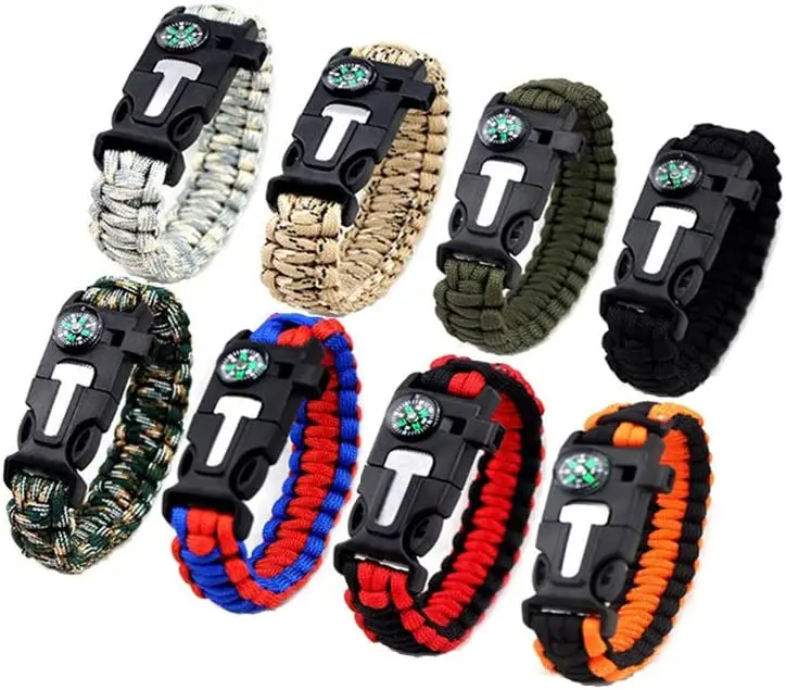 5-IN-1 Paracord Bracelet Survival Gear with Compass, Fire Starter, Whistle And Emergency Knife best Survival Kit for Camping