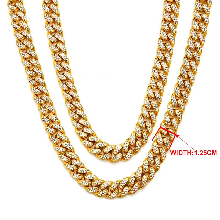 Hip Hops Iced Out 12MM 18K Real Gold Plated Miami Cuban Link Chain Necklace Micro Pave Cubic Zirconia