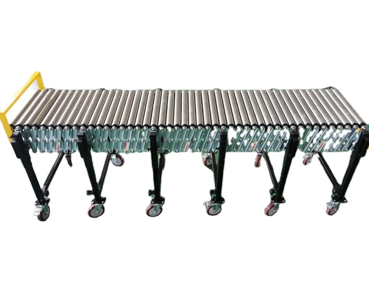 Flexible telescopic gravity belt roller conveyor /truck unloading loading conveyor wheels system for conveying box parcel