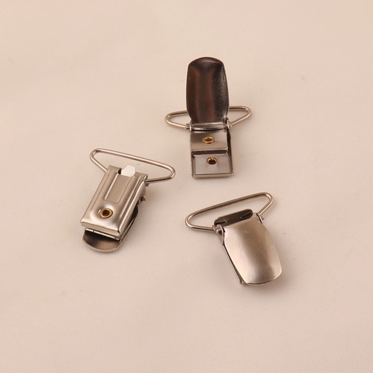 factory wholesale 1 inch metal suspender pacifier clip with plastic for suspenders garters