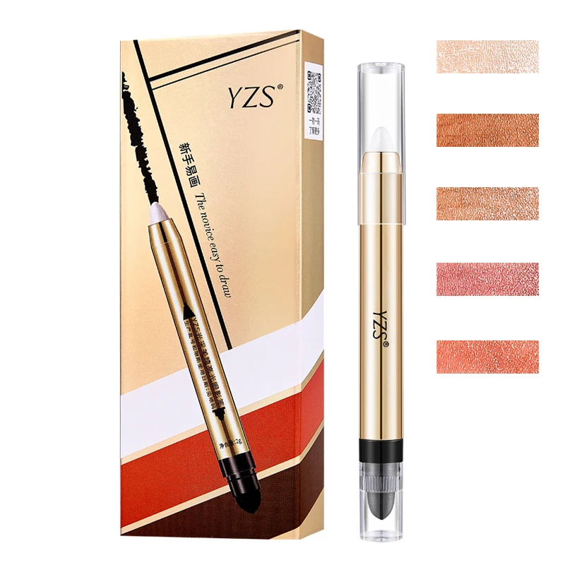 5 Color Beginner Shiny 2 in 1 Radiant Eye Shadow Pen Kit Long Lasting 2 end Beginner Silk Highlighter Novice Eye Shadow Stick