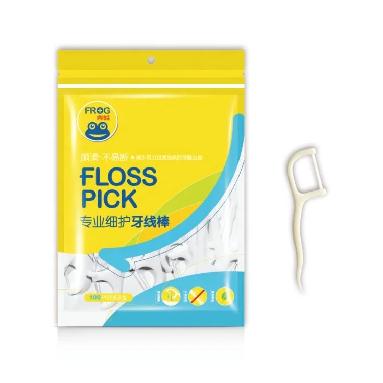 FROG Hot sale factory direct  nylon bristle bamboo floss pick Shred Resistant Reduce Tooth Decay floss Dental