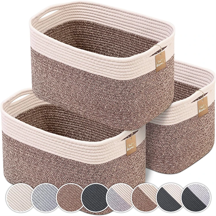Набор из 3 больших корзин для хранения корзина хлопчатобумажной веревки вязаная большая тканая белья