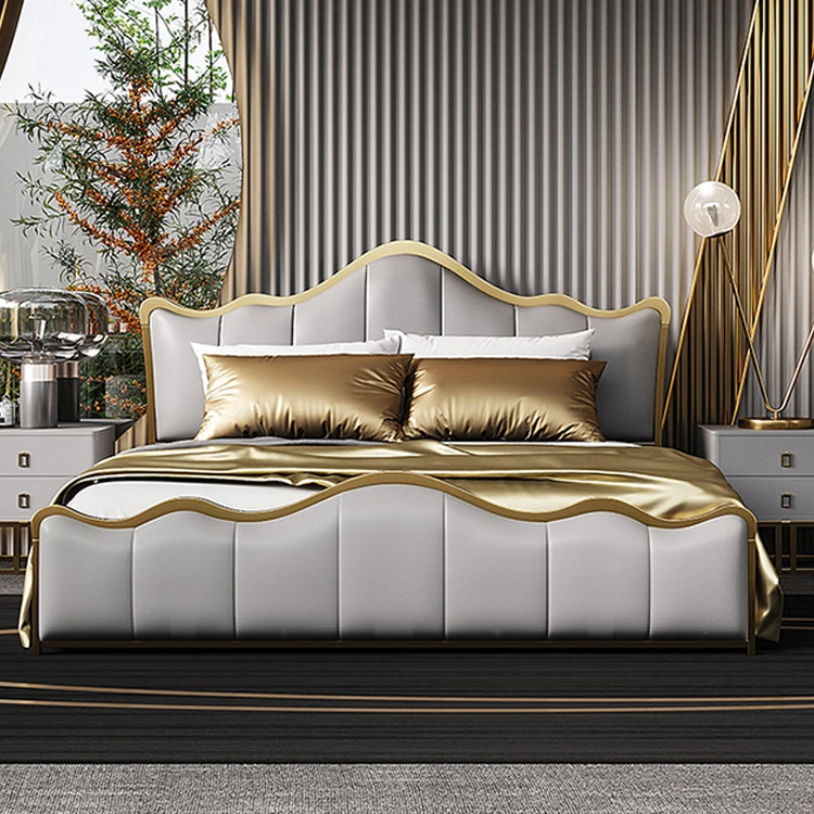 CH8850 new arrival leather upholstered bed style luxury modern furniture metal  antique beds frame