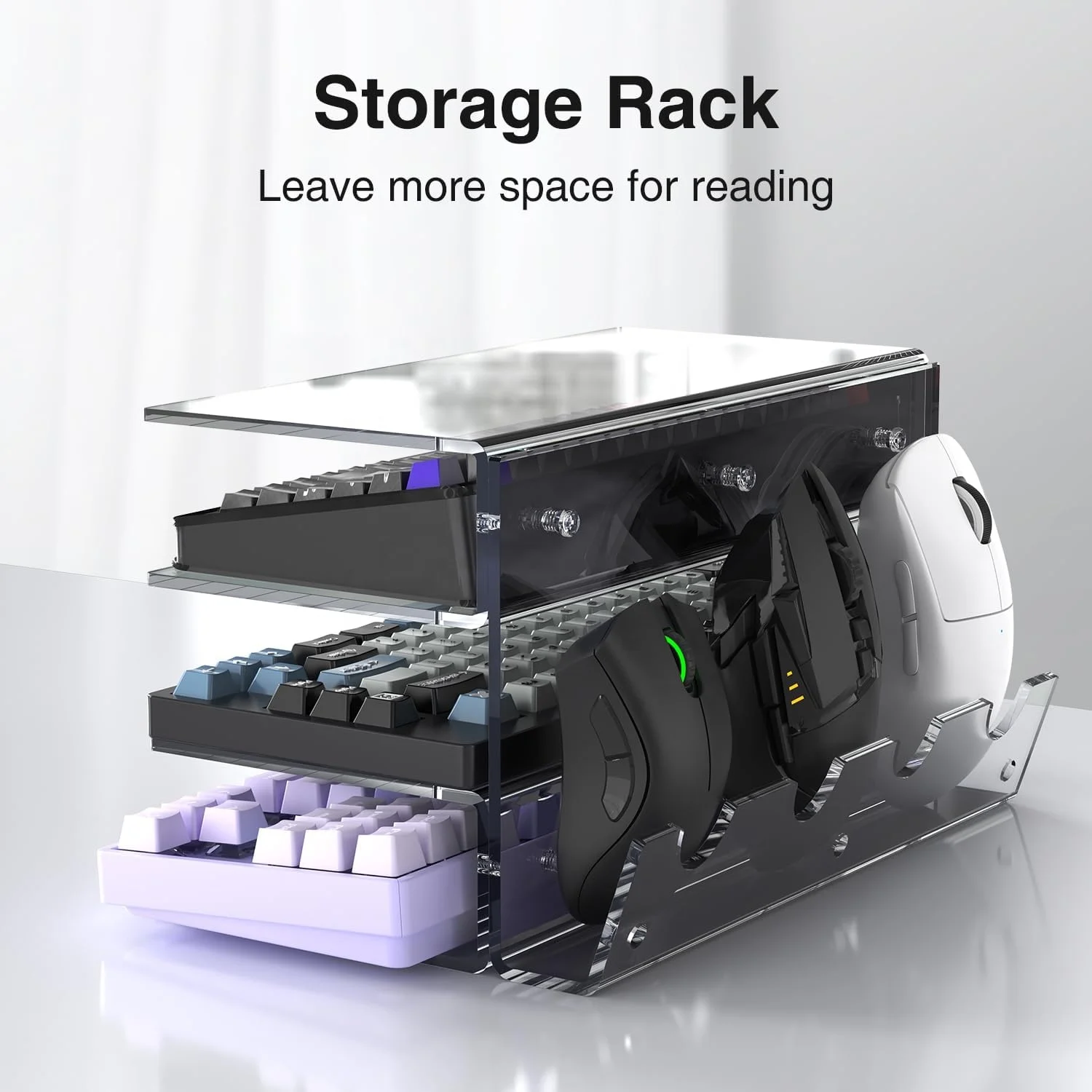 Thickened 3 Layer Desktop Dust proof Price Clear Acrylic Keyboard Mouse Holder Storage Rack