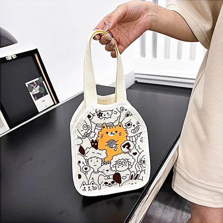 Custom design 100% cotton canvas tote bag with leather handle