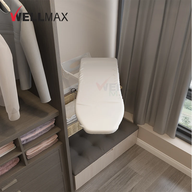 WELLMAX оптовая продажа вращающийся Скрытый Компактный железный стол для одежды настенная Складная гладильная доска
