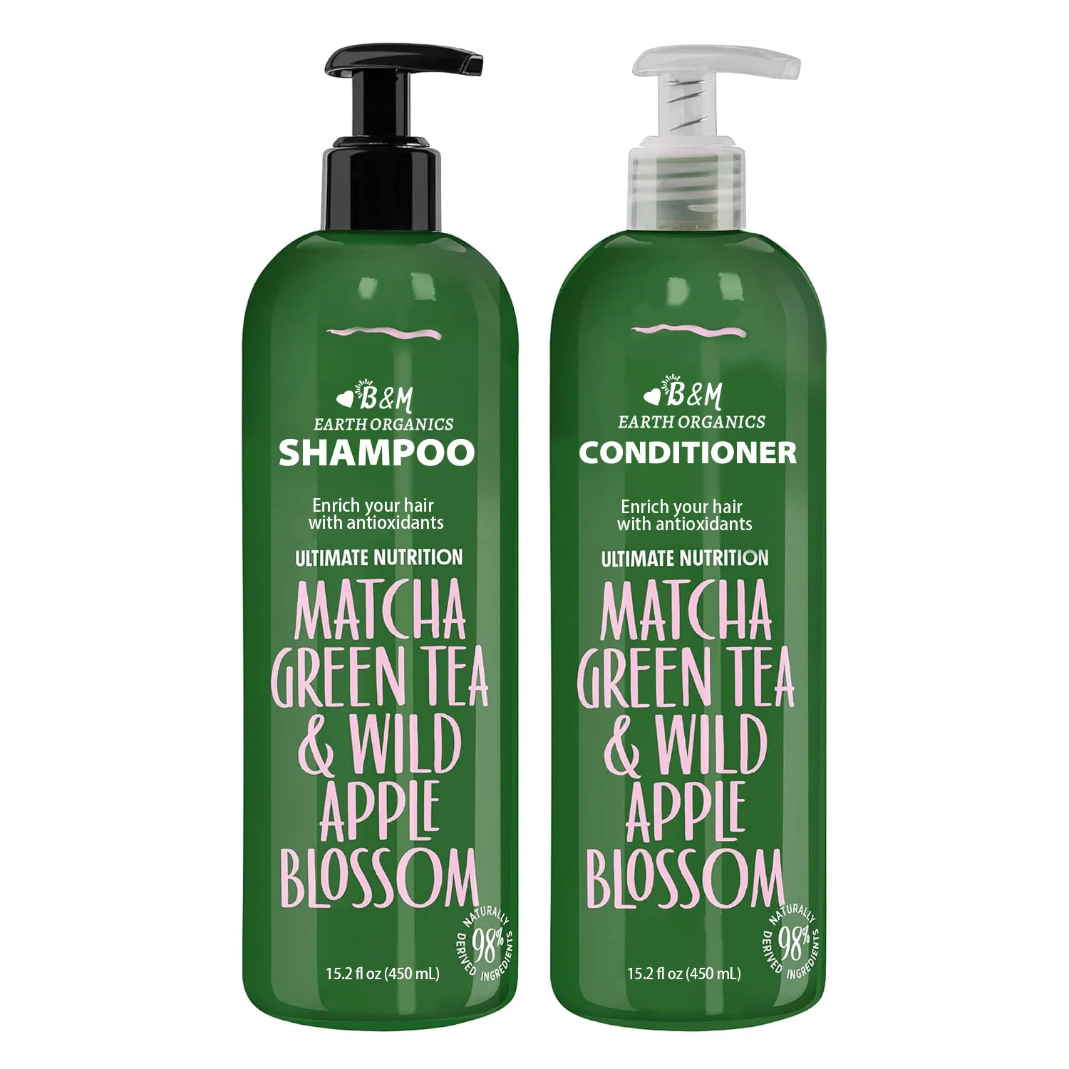 Naturals Essential Nourish Shampoo & Conditioner Set Sulfate Free Hair Products Green Tea & Apple Blossom