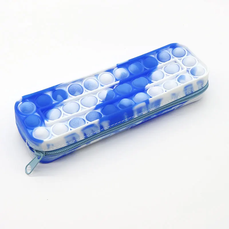 Cute cartoon fidget silicone bubble pencil bag kids school large pop it pencil case