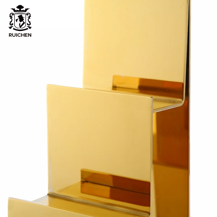 Unique Design Wallet Stand Titanium Gold Stainless Steel Wallet Display Rack  Wallet Display Stand
