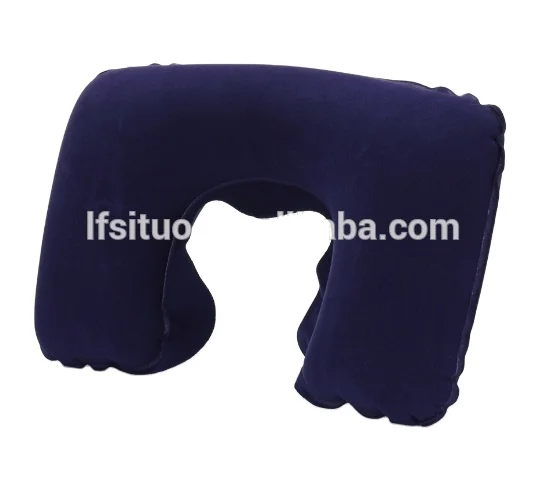 promotional high quality inflatable air filling Flocking PVC travel pillow U-sgape travel pillow made in China