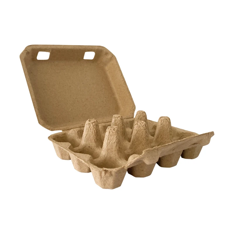 factory wholesales biodegradable paper fiber egg container 12 holes chicken cells carriers with lid rigid strong durable egg box