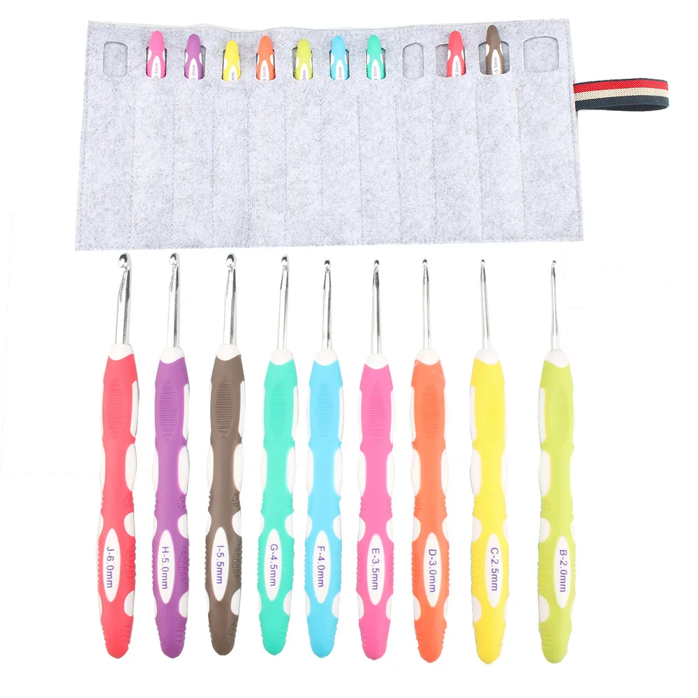 D&D Ergonomic Crochet Hooks Set with Case Sewing Tool Kit Accessory for Arthritic Hands Household Organizer for Bags Packing